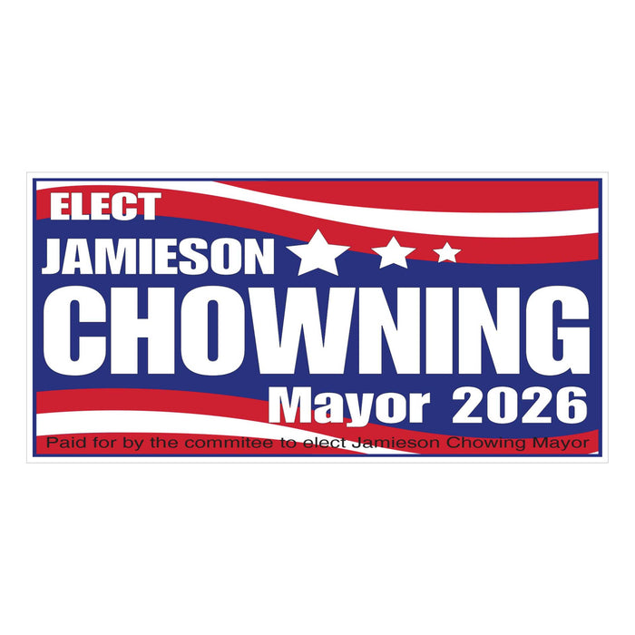 Custom Waving Flag Political Car Magnet – 24x12" Patriotic Red, White, and Blue Design