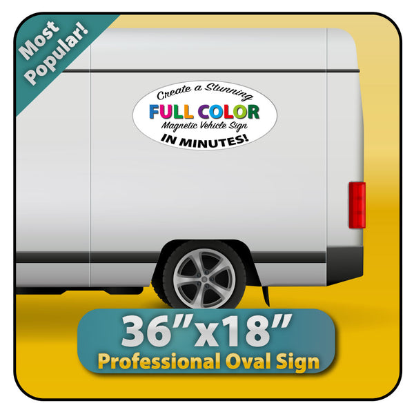 36"x18" Oval Magnetic Sign for Cars, Trucks & Vans (Med/Lg)