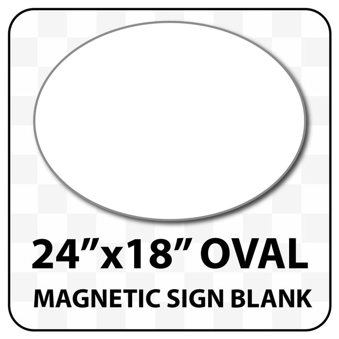 Magnetic Sign Oval Shaped Blank - 24 inches by 18 inches - Many solid and reflective colors.