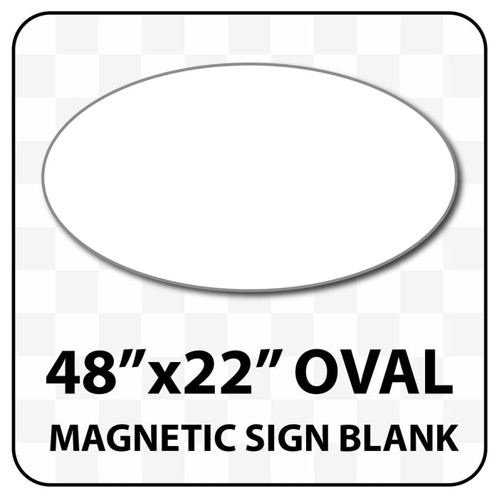 Magnetic Sign Oval Shaped Blanks - 48 inches Wide by 22 inches Tall | Many Colors