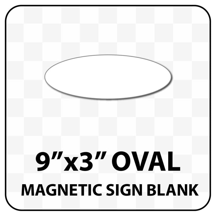 Oval Magnetic Sign Blank - 9  inch by 3 inch - Many solid and reflective colors.