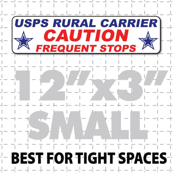 12"X3" US Mail Rural Carrier Caution Frequent Stops with Stars