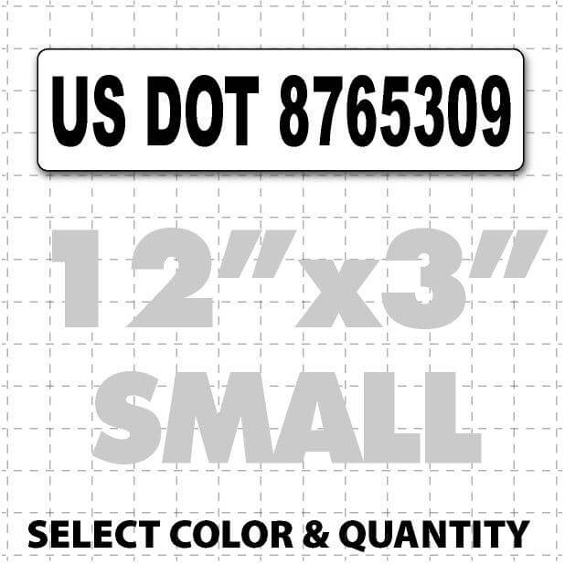 12" X 3" USDOT Number Magnetic Sign black text on white for Dept of transportation