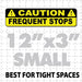 Caution Frequent Stops Magnetic Sign 12X3" Black and yellow. Car bumper magnet small sign for back of vehicles. High quality