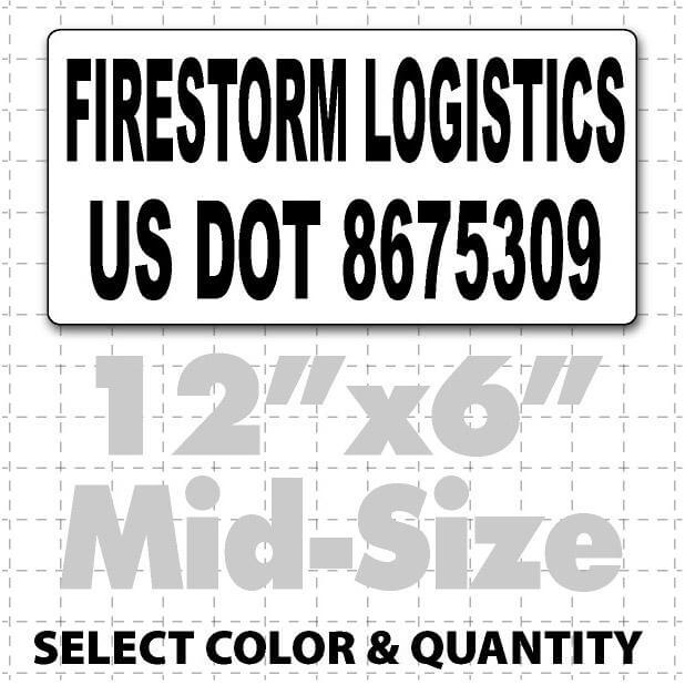 12" X 6" US DOT Number Custom Magnetic Sign black text on white