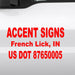 US DOT stickers with company name city and state and USDOT # for transporting goods required by US Dept of Transportation.