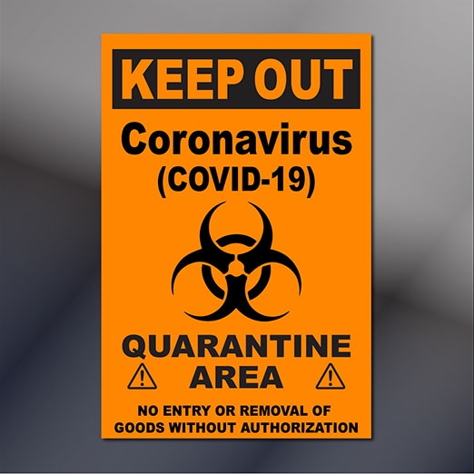 18x12" Quarantine Area Coronavirus COVID-19 | Large Door Sign