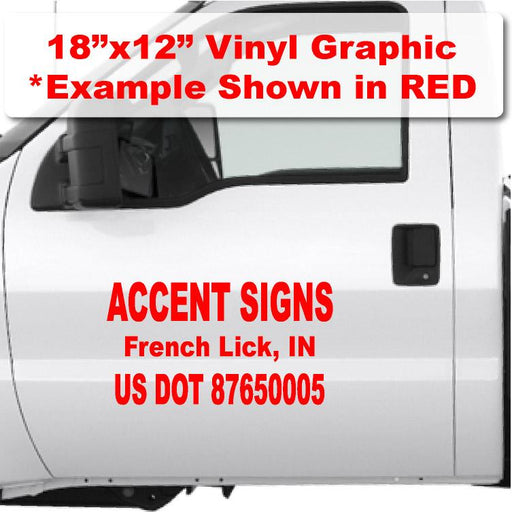 18x12" USDOT number Vinyl sticker with many color options US DOT number graphics complies Dept. of transportation truckers