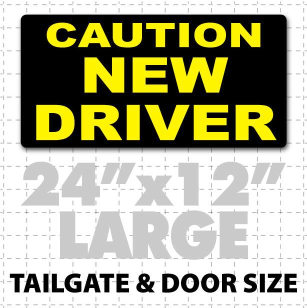 Large Caution New Driver Car magnet for teaching students to drive a car, perfect for driving instructors in black & yellow