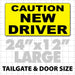 24" X 12" Caution New Driver Magnetic Car Sign black new driver car sign with yellow background for student or teen drivers