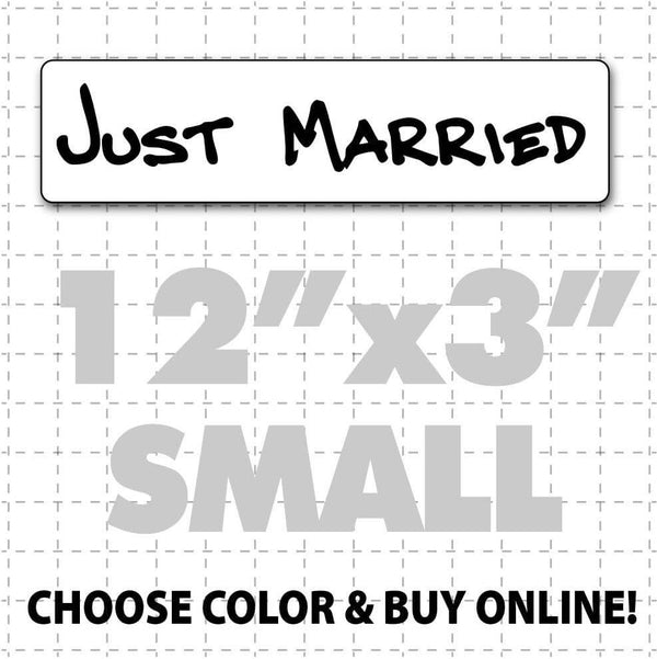 12" x 3" Just Married Car Sign (hand font)
