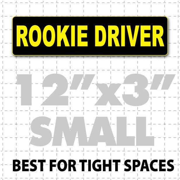 12" X 3" Rookie Driver Magnetic Car Sign yellow text on black