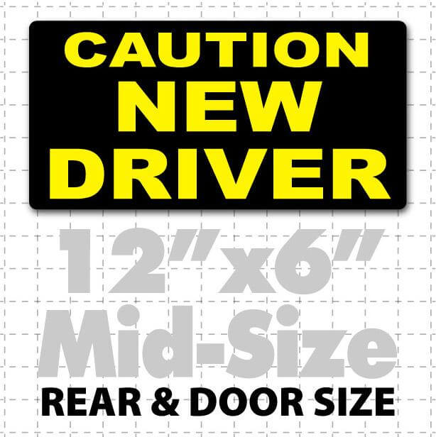 Yellow and black Caution New Driver Magnetic Car Sign 12x6"