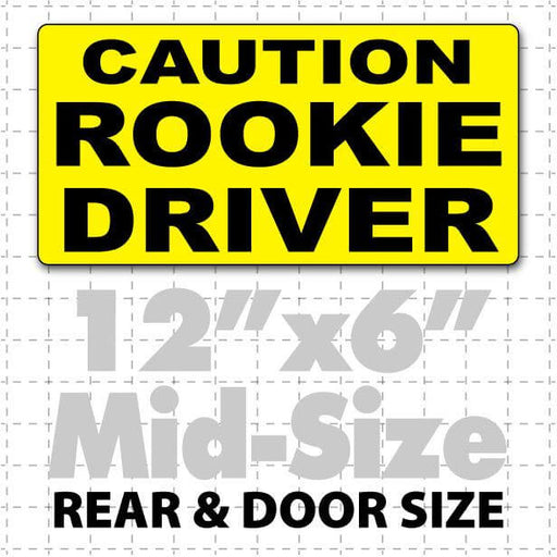 12" X 6" Caution Rookie Driver Magnetic Car Sign black & yellow for doors