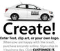 Design a custom car magnet and purchase securely online. Image shows black and white magnetic sign layout with instructions.