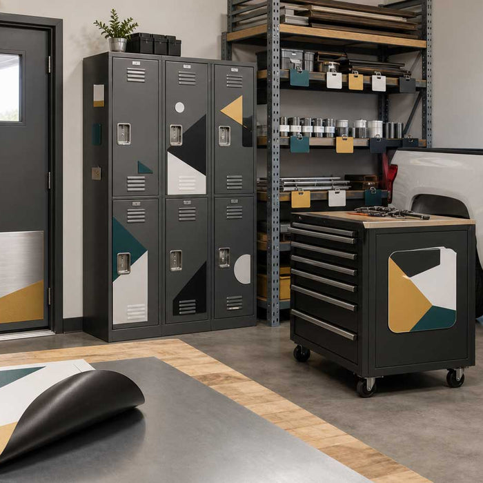 Creative magnetic sign applications for doors, lockers, warehouses, trucks and dry-erase boards