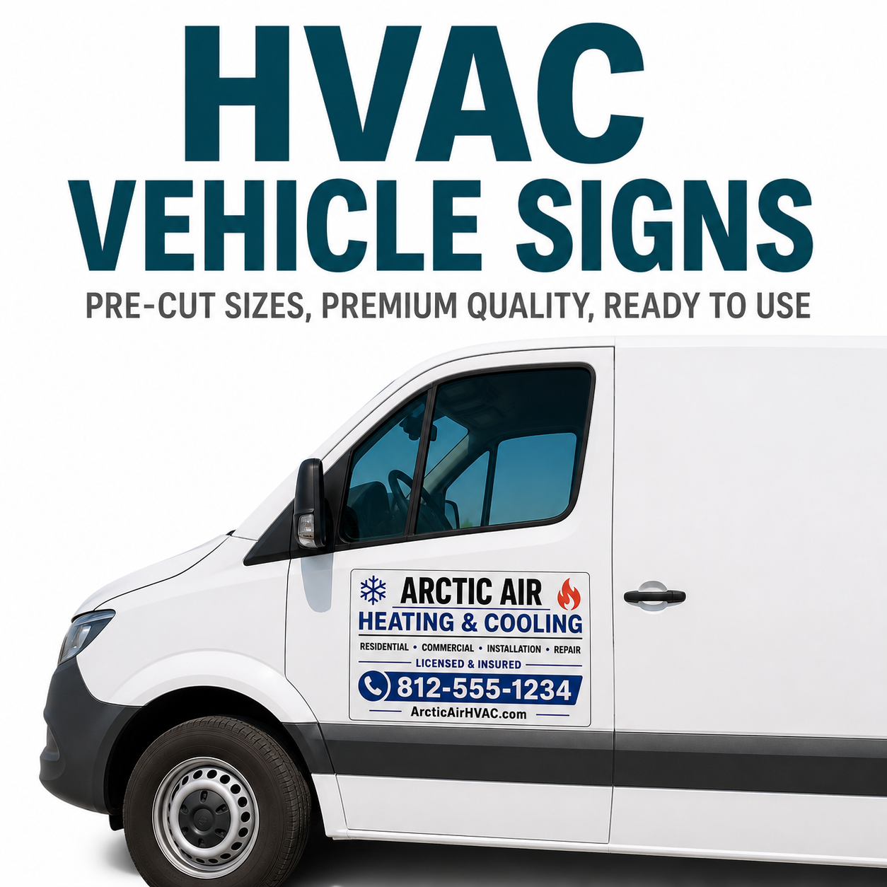 HVAC vehicle signs including custom heating and cooling magnets and stickers for contractor vehicles