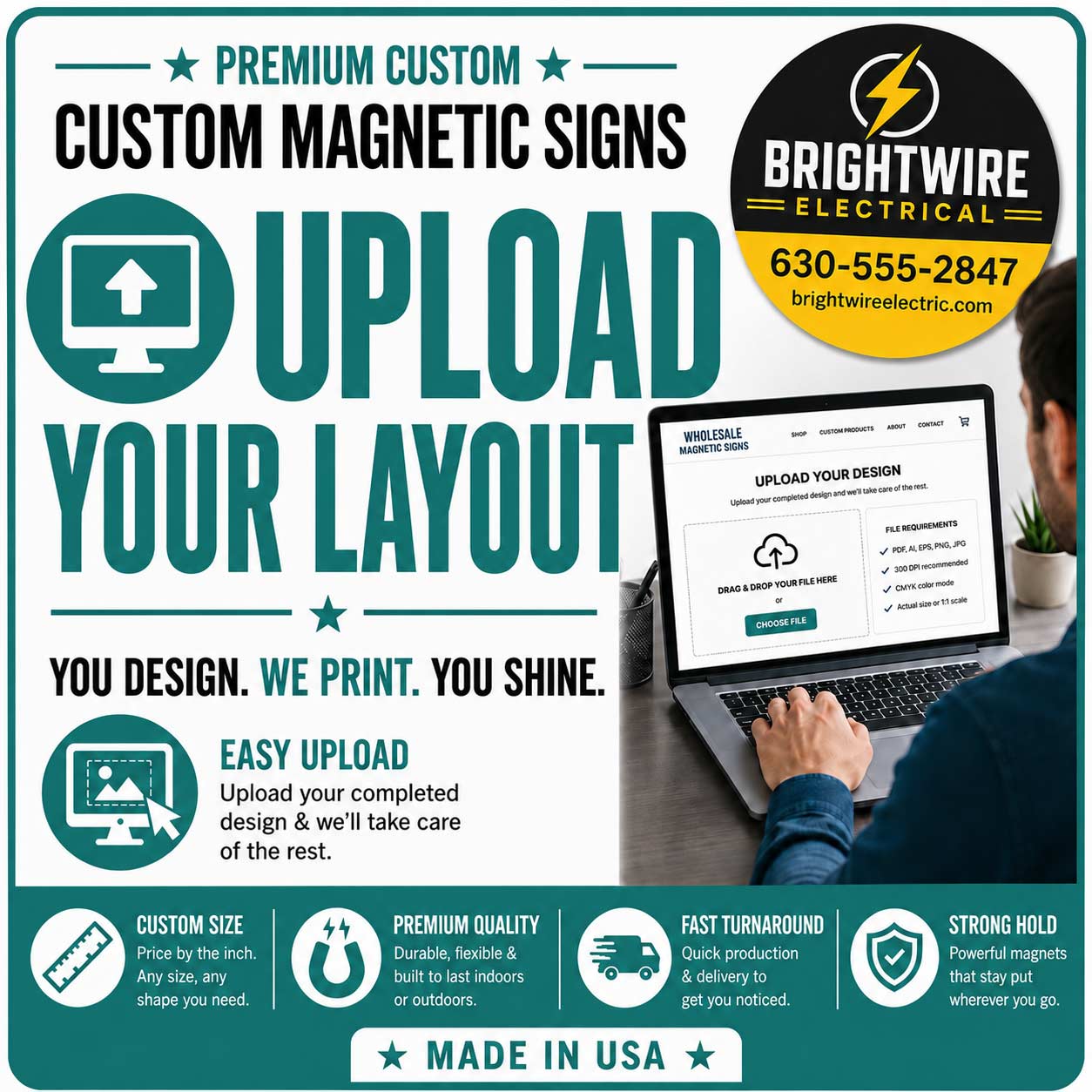 Upload your magnetic sign design.