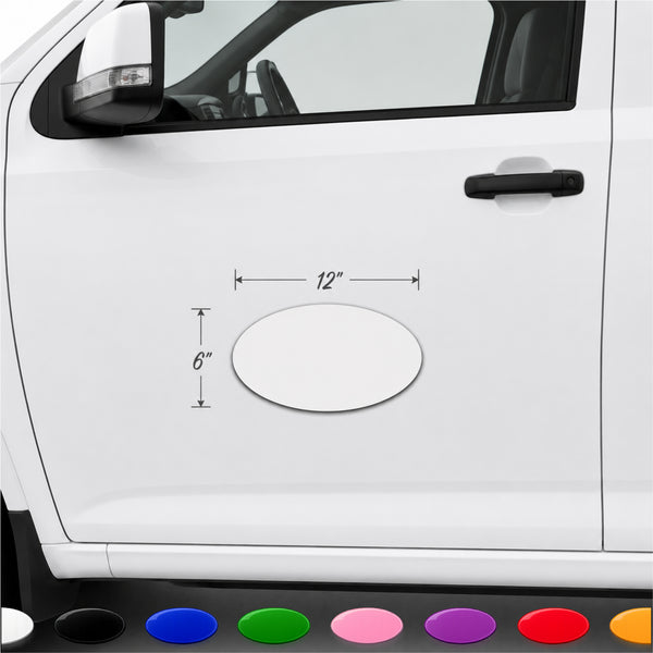 Oval Magnetic Sign Blank - 12 inch by 6 inch - Many solid and reflective colors.