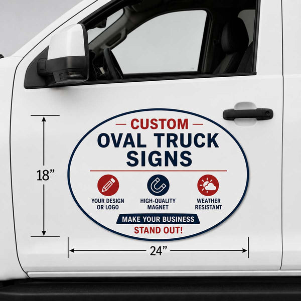 24"x18" Custom Oval Magnetic Sign for Trucks and Vans (Med/Lg)