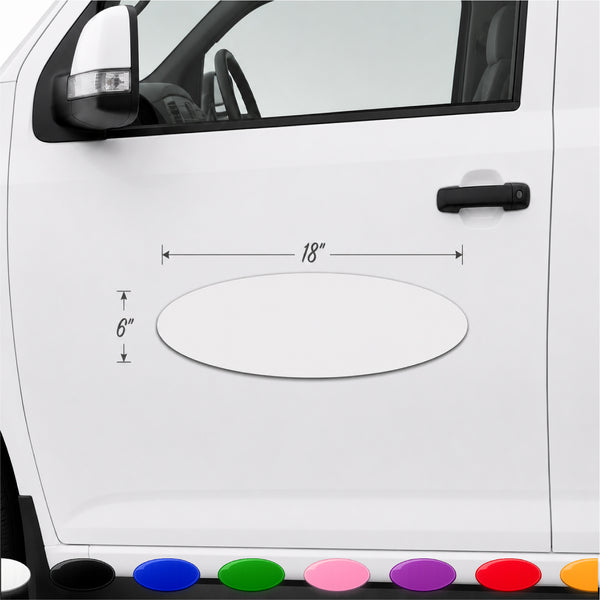 18 inch by 6 inch Oval Magnetic Sign Blanks | Many solid and reflective colors.
