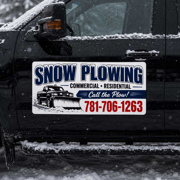 24" x 12" Vintage Snow Plowing Magnetic Sign with Classic Plow Truck