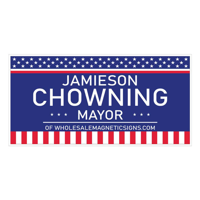 Custom Patriotic Campaign Car Magnet – 24x12" Red, White, and Blue Design