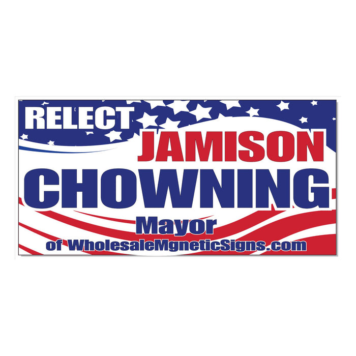 Custom American Flag Campaign Car Magnet – 24x12" Stars and Stripes Design