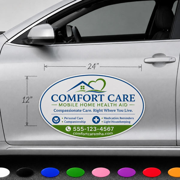 24" x12" Oval Magnetic Sign for Cars and Trucks (Med)