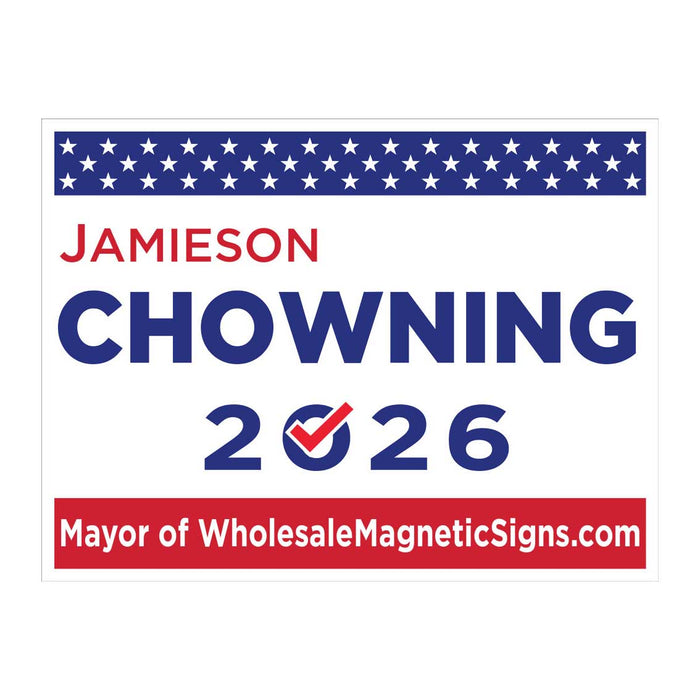 Custom Political Yard Sign – 24x18 Corrugated with Optional Double Sided Printing + H-Stake
