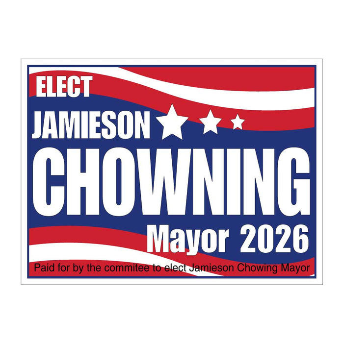 Customizable 24x18 Re-Elect Campaign Yard Sign Template with H-Stake – Single or Double-Sided