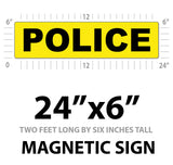 Police Car Placard  24"x 6" Magnetic Sign or Decal + Reflective Options