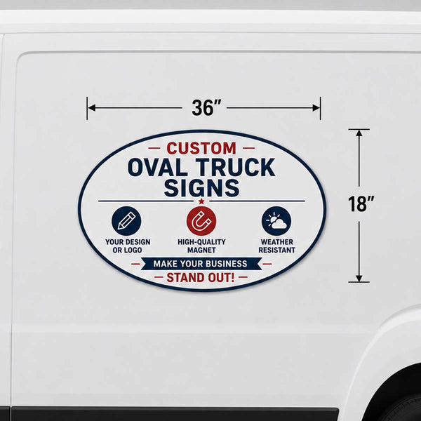 36"x18" Oval Magnetic Sign for Cars, Trucks & Vans (Med/Lg)