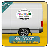 Large Oval Custom Magnetic Van Sign 36x24"