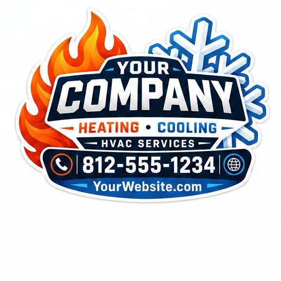 HVAC fire and ice Signature Series shape-cut vehicle magnet design for heating and cooling contractors