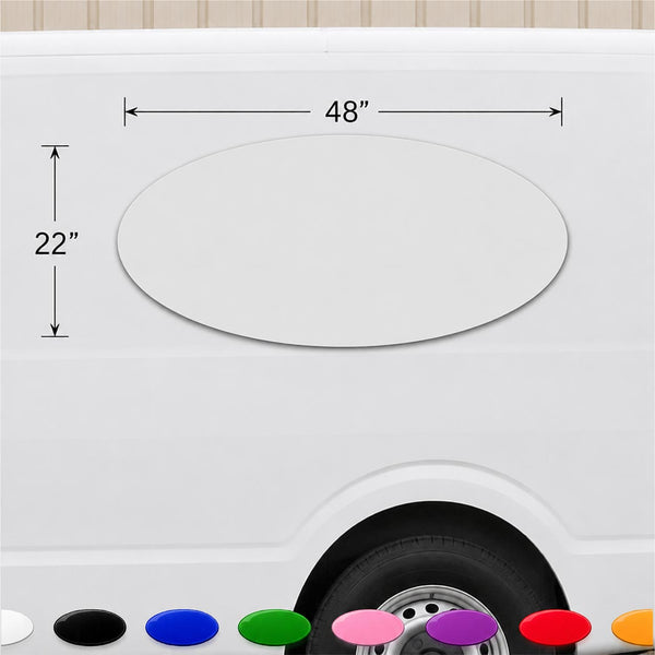 Magnetic Sign Oval Shaped Blanks - 48 inches Wide by 22 inches Tall | Many Colors