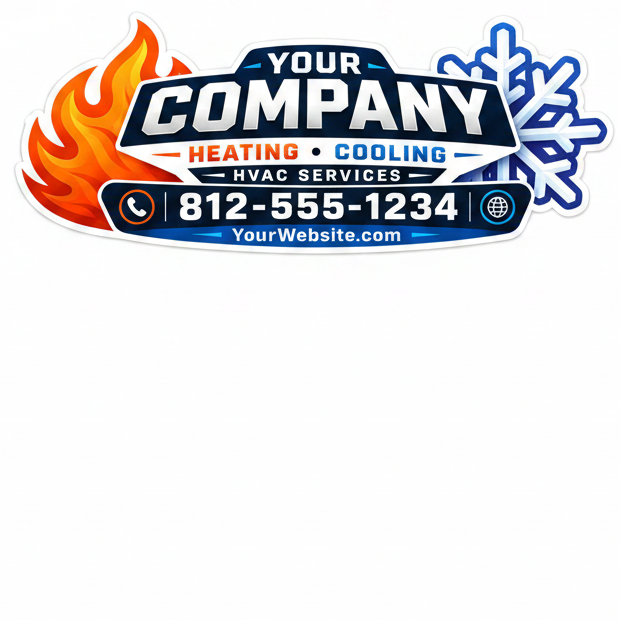 Large Signature Series HVAC Flame and Snowflake vehicle sign for commercial service trucks