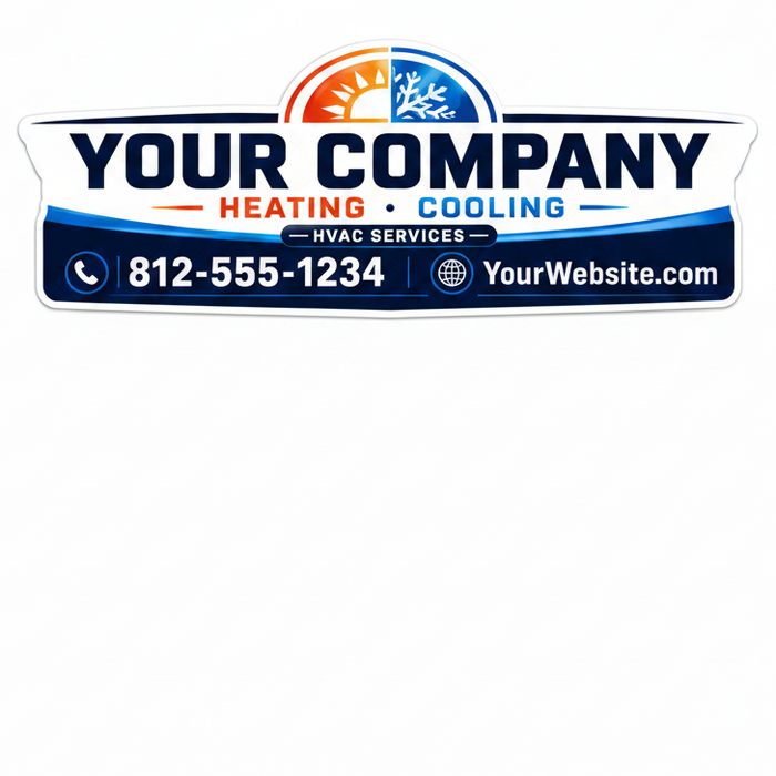 Large Signature Series HVAC vehicle sign with premium shape-cut design for fleet trucks and commercial service vehicles