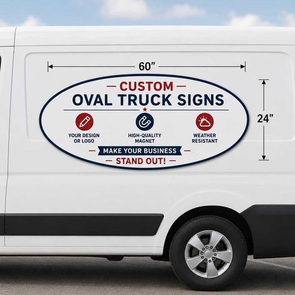 60"x24" Extra Large Oval Custom Magnetic Sign Van Magnet (XL)