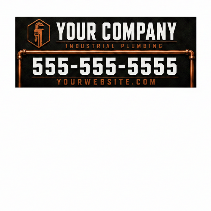 Close-up of Industrial Copper Plumbing truck door magnet or adhesive vinyl decal sticker