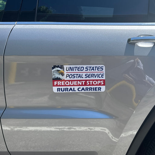United States Postal Service USPS magnet on a vehicle door