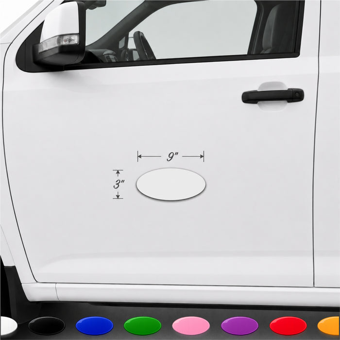 Oval Magnetic Sign Blank - 9  inch by 3 inch - Many solid and reflective colors.
