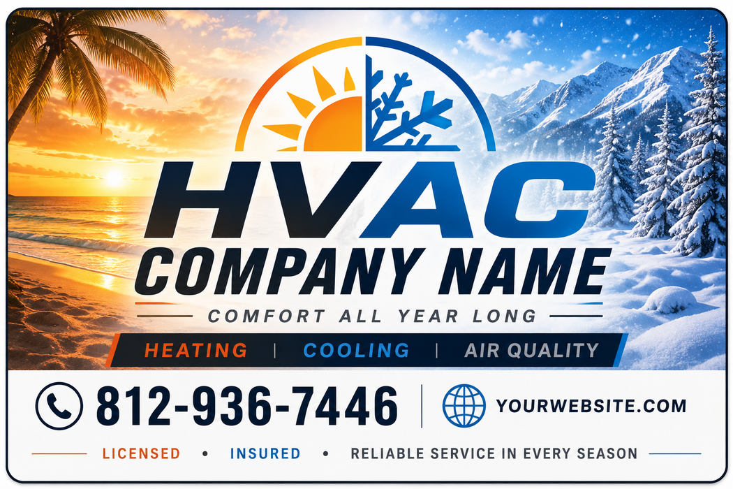 HVAC Vehicle Magnet Sign Summer & Winter| Heating & Cooling Truck Door Magnet or Sticker