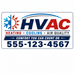 Professional HVAC truck door magnet with bold heating cooling branding and large phone number