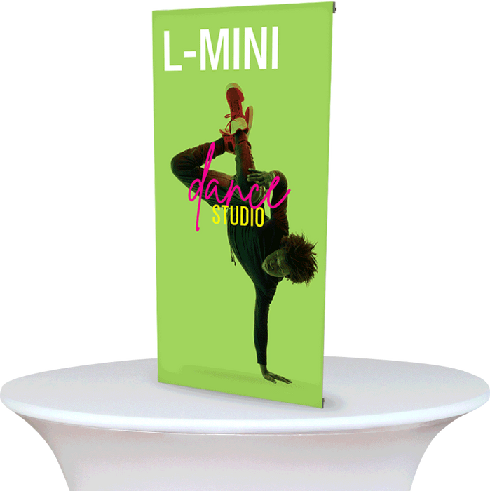 Premium Mini Spring-Back Tabletop Banner Stand, Banner, or Complete Set