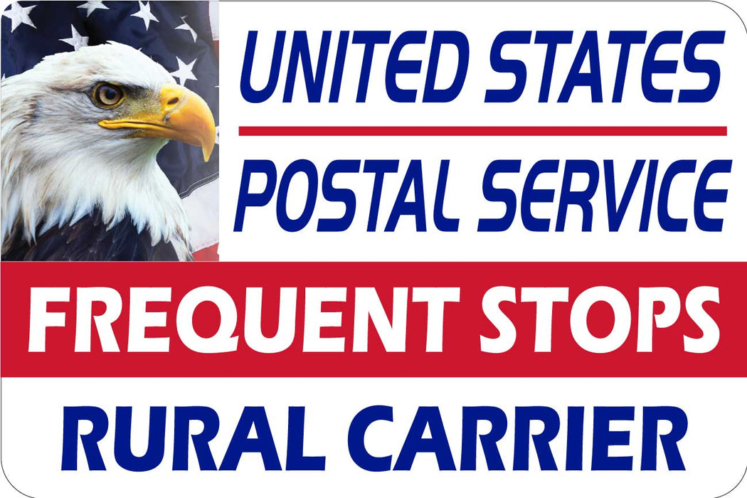 U.S. Postal Service Frequent Stops Rural Carrier Magnetic Sign – 18" × 12"