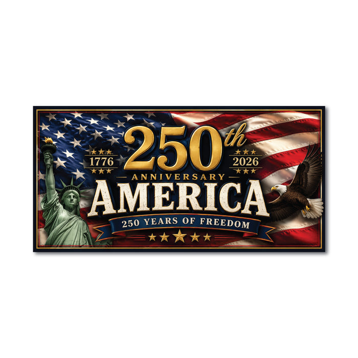 250th Anniversary America Flag Magnetic Sign, 24" x 12" Patriotic Parade Magnet, USA 1776–2026 Celebration Sign