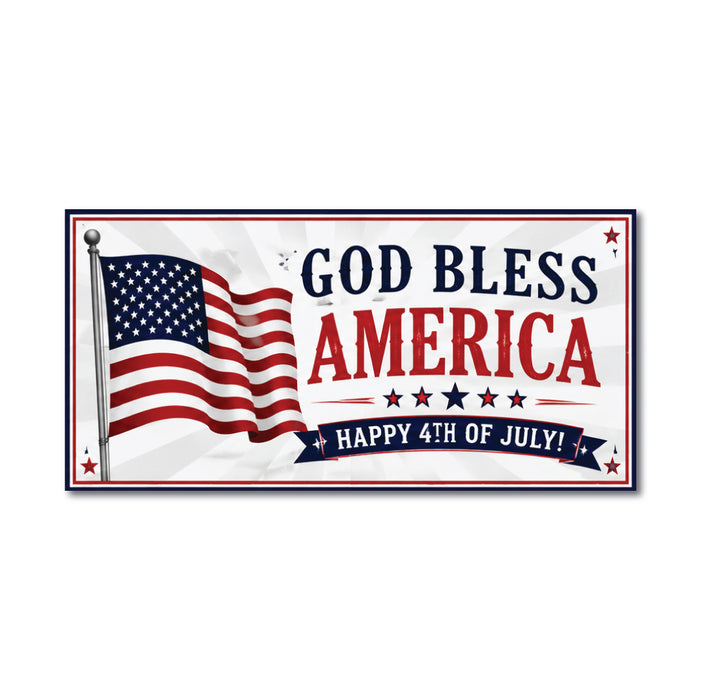 God Bless America Magnetic Sign, Patriotic 4th of July Parade Car Magnet