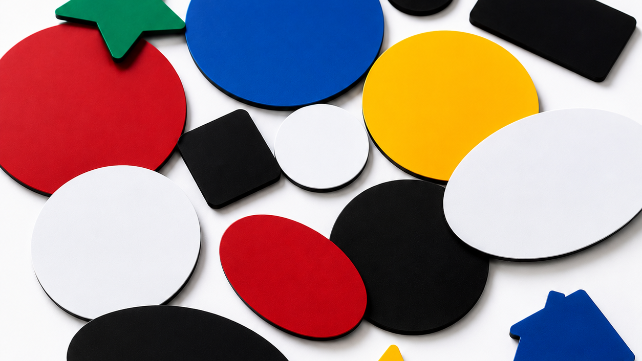 Blank magnetic circles ovals and shapes for signs crafts and displays