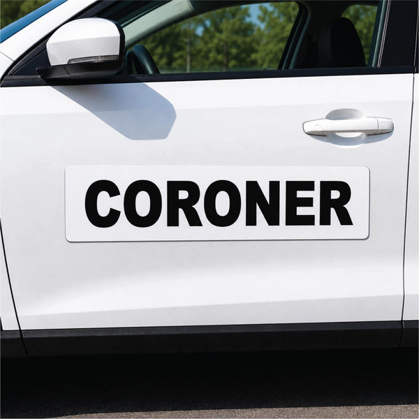 Coroner Vehicle Magnet or Decal + Reflective Options | 24"x6"